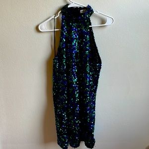 Zara blue & green sparkly dress size XS